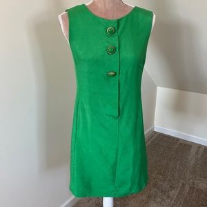 Lilly Pulitzer Vintage Buttoned Size 2 Green Tank A-Line Dress 100% Silk Lining